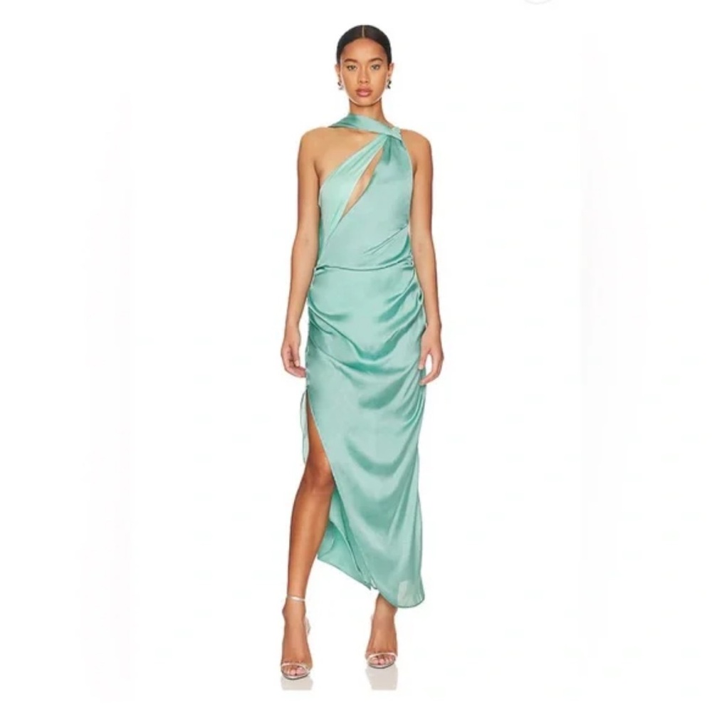 Baobab Asaka Layered Draped Formal Maxi Dress Lagoon Seafoam Green